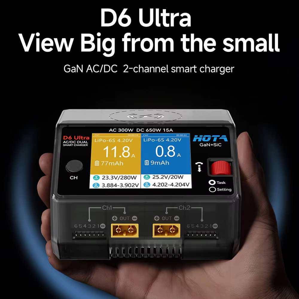 HOTA D6 Ultra GaN+SiC Dual Cha - огляд і ціна Balance Charger Rc