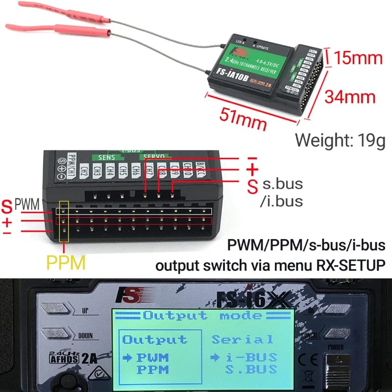 Flysky FS-iA10B 10CH Receiver  - огляд і ціна Flysky Transmitter